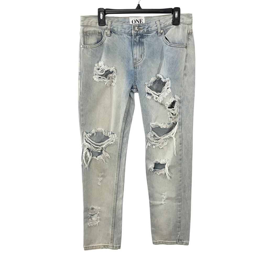 ONE Teaspoon‎ Awesome Baggies Distressed Light Wash Denim Jeans Women's Size 28